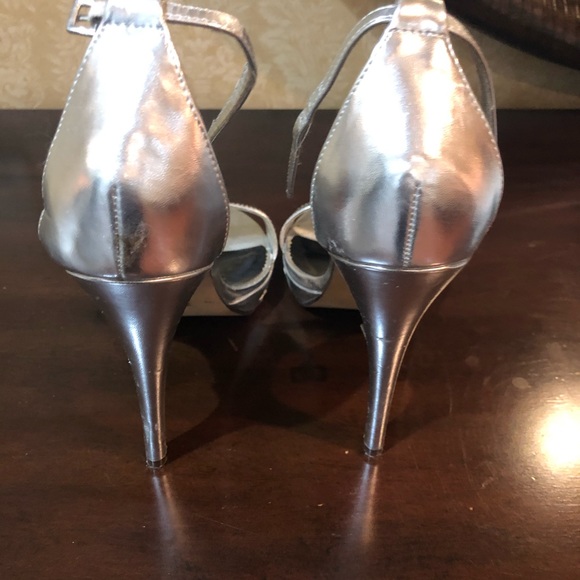 Silver Metallic Stiletto Sandals - Picture 3 of 4